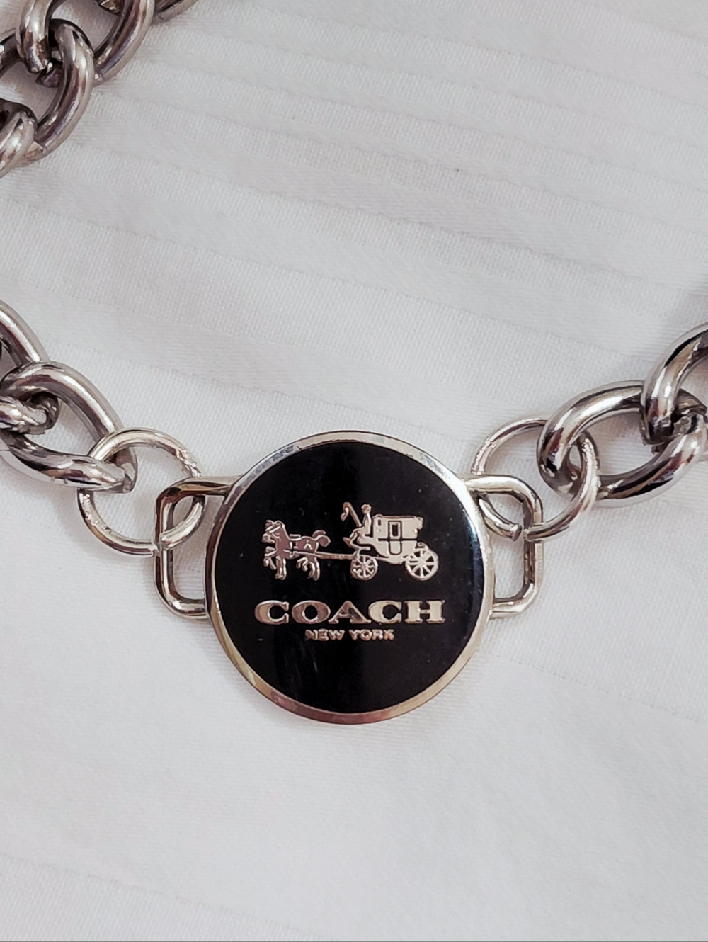 Coach Silver Black Charm Necklace - Picture 3 of 6